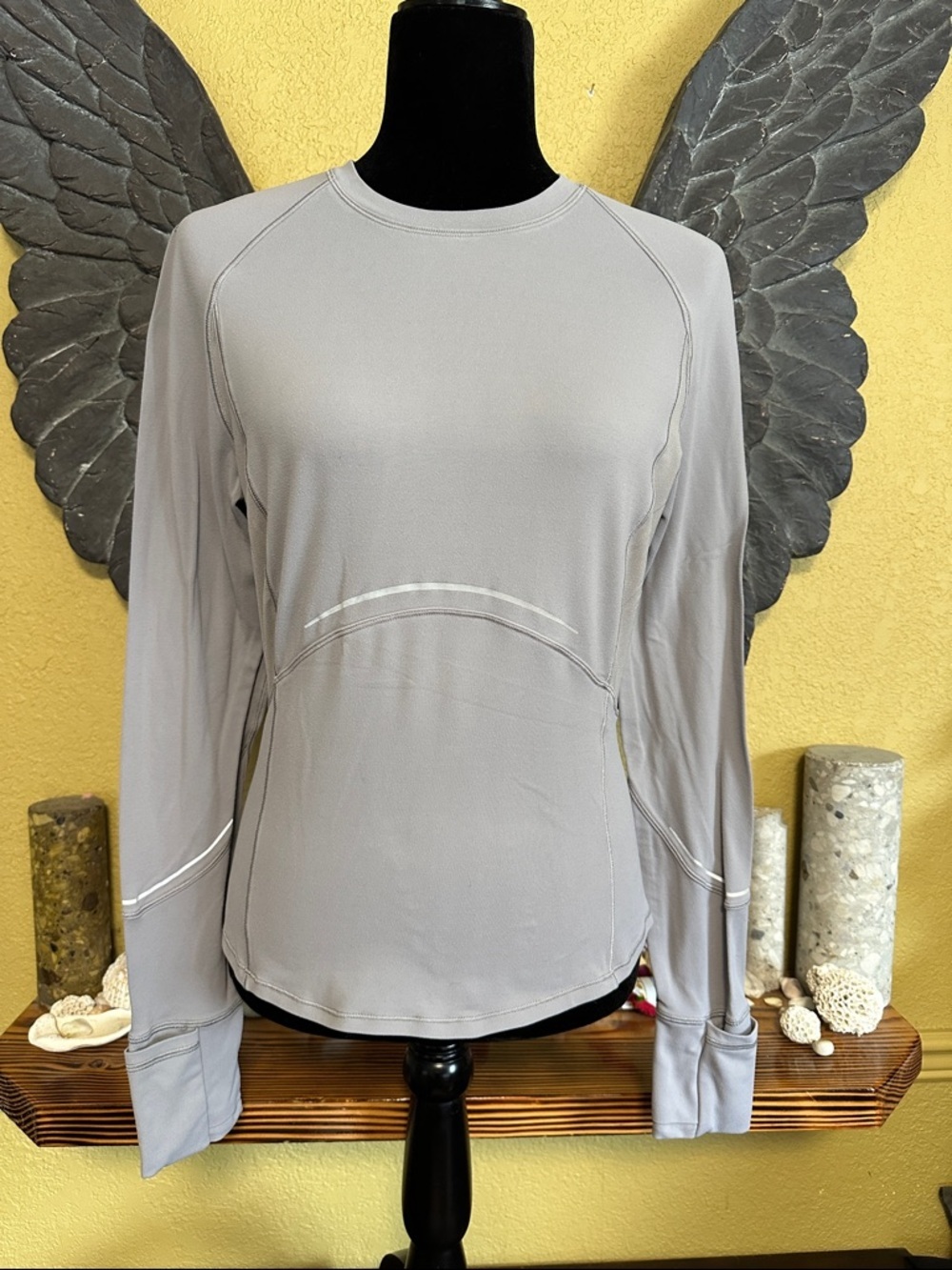 Lululemon Light Gray Long-Sleeve Performance Top